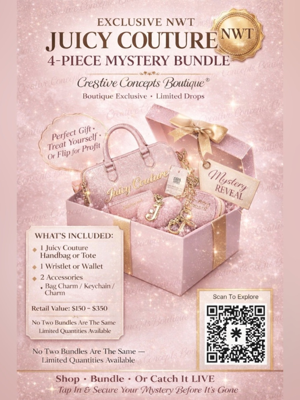 Juicy Couture NWT 4PC Designer Bundle | Handbag + Accessories